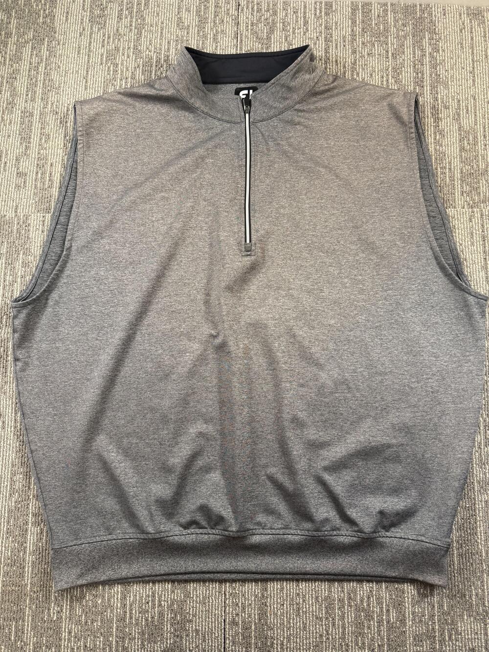 FootJoy‎ Vest Mens 2XL Gray Quarter Zip Sleeveless Mock Neck Golf Pullover FJ
